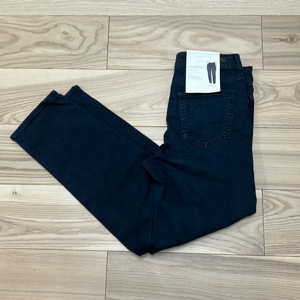 Social Standard Sanctuary Slim Straight Denim Jean Nighthawk Dark Blue NWT Sz 4